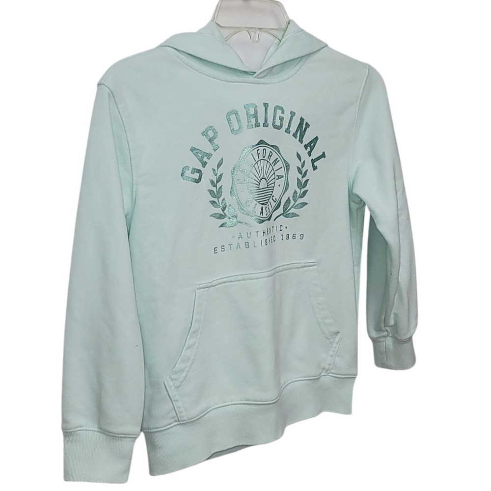 GAP Kids Mint Green Hoodie M California Classic Graphic‎ Sweatshirt Athleisure